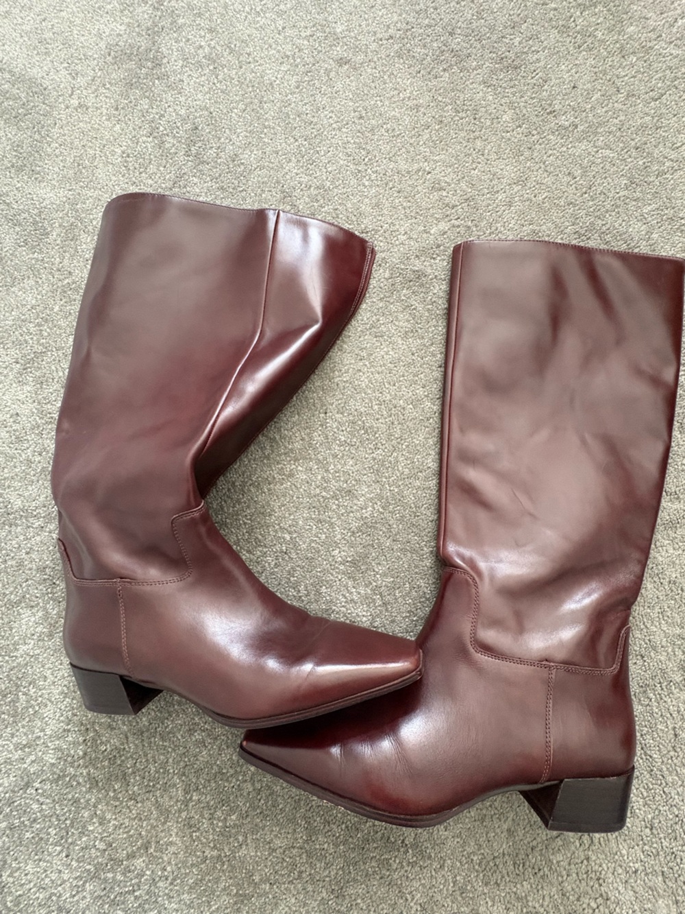 Vince Camuto wide calf Over-the-Knee Leather Boots in Burgundy